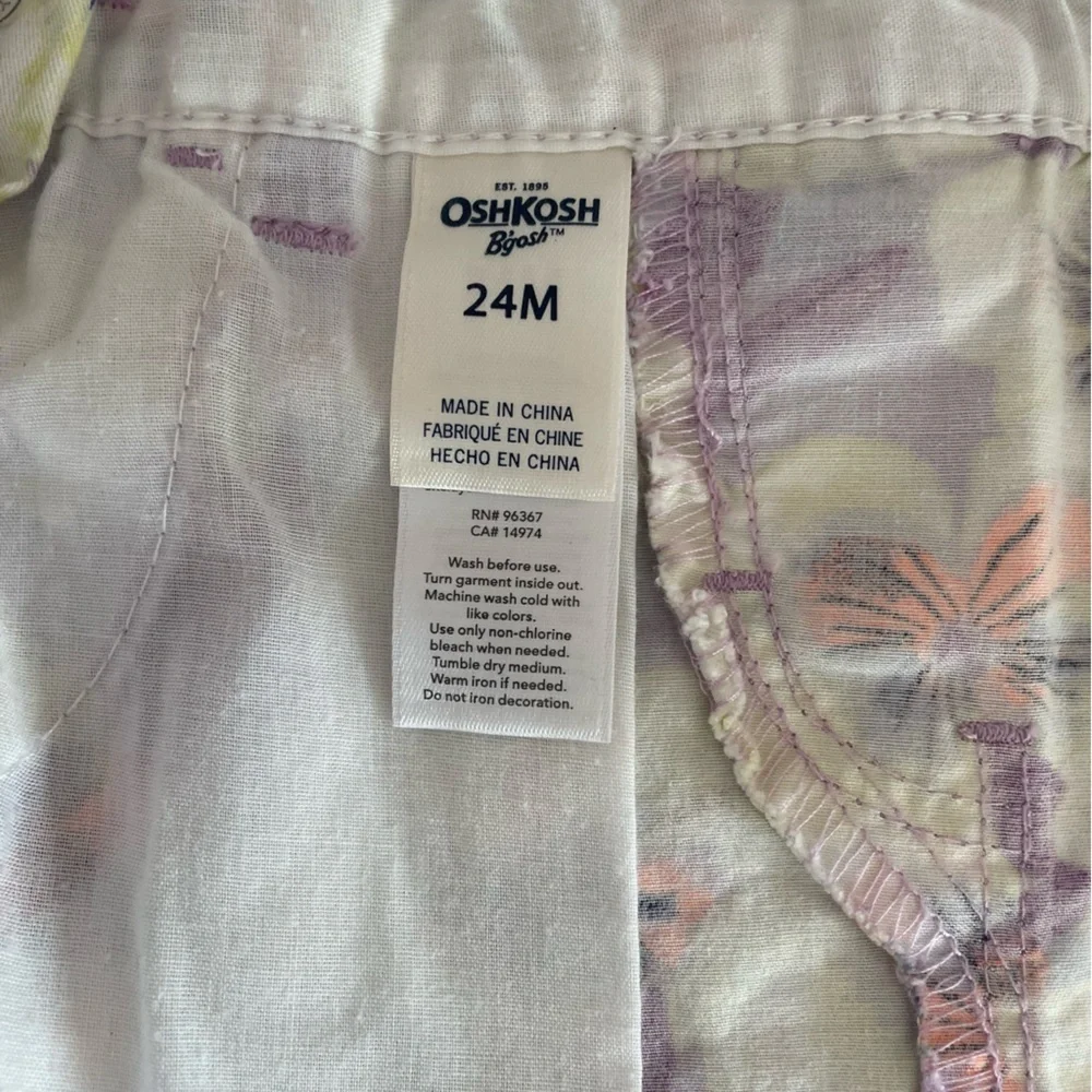 Osh Kosh Girls Overall Dress Floral Summer Pastel 24 Months Denim Skirt Osh'Kosh